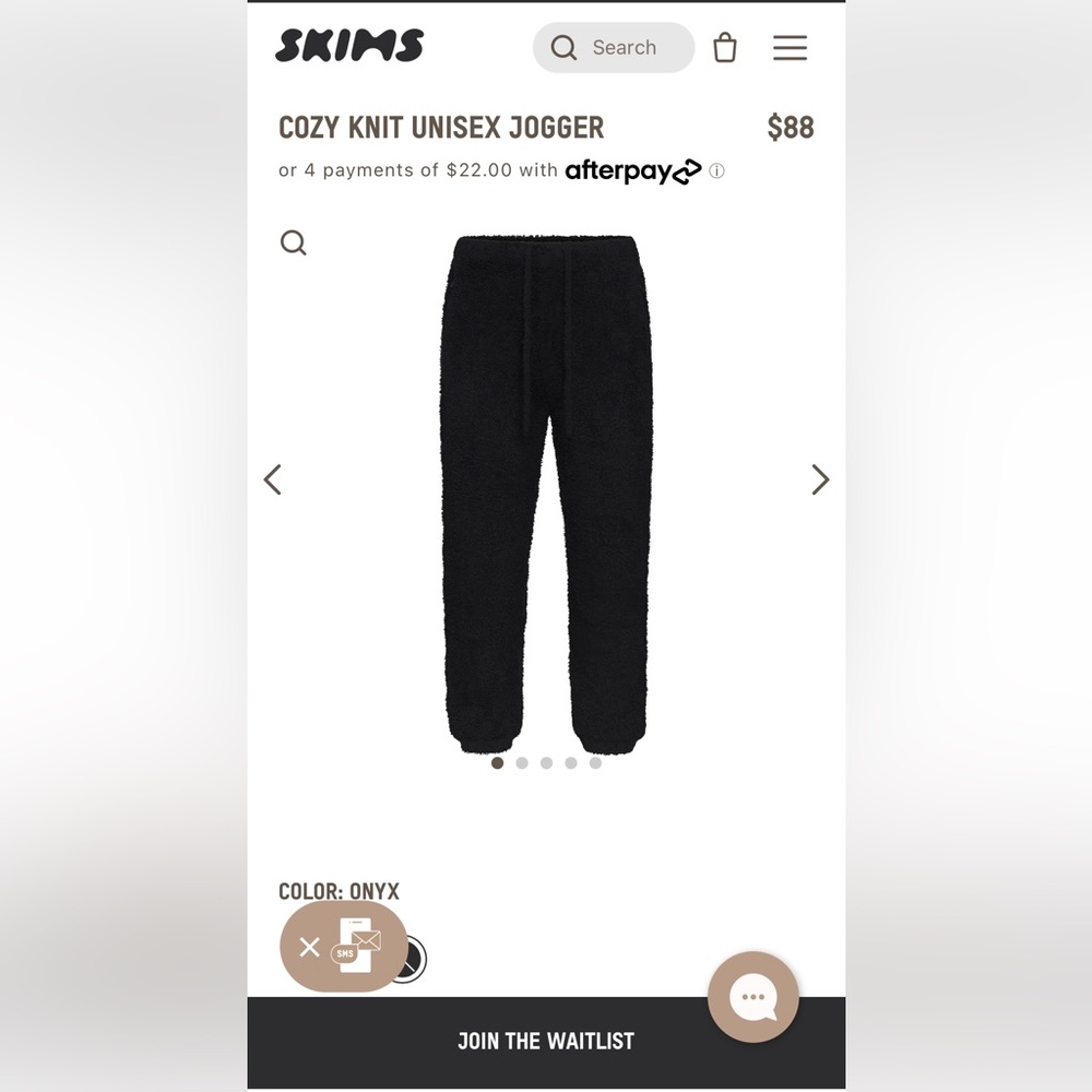 Skims cozy knit unisex jogger- onyx